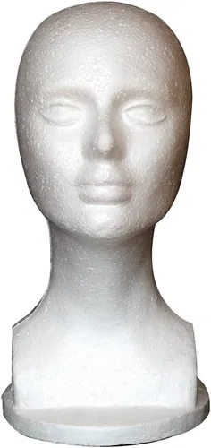 Miniatura 10 de Maniquí de espuma, modelo de cabeza femenina, peluca, sombrero de cabello, maniquí de espuma, color blanco (negro)