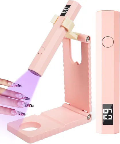 Mini luz UV para uñas, lámpara LED de curación de flash de mano con soporte plegable para gel X Polish Luz portátil de bolígrafo UV para un solo
