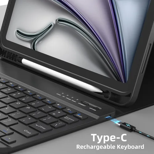 Miniatura 6 de KBCASE Funda para iPad Air de 11 pulgadas (M3/M2) 2025/2024 con Teclado, Funda de Teclado para iPad Air 5ª/4ª generación/para iPad Pro 11 2018