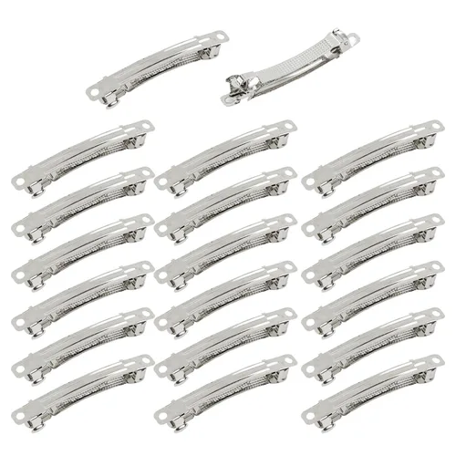 Cinaci Paquete de 20 pasadores franceses de metal plateado en blanco de 2.4 in / 2.4 pulgadas para manualidades, pinzas para el cabello para mujeres