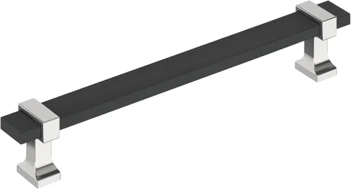Miniatura 25 de Amerock Overton - Tirador para gabinete de 96 mm de centro a centro en acabado negro mate cepillado/bronce champán, BP36681BMBCZ