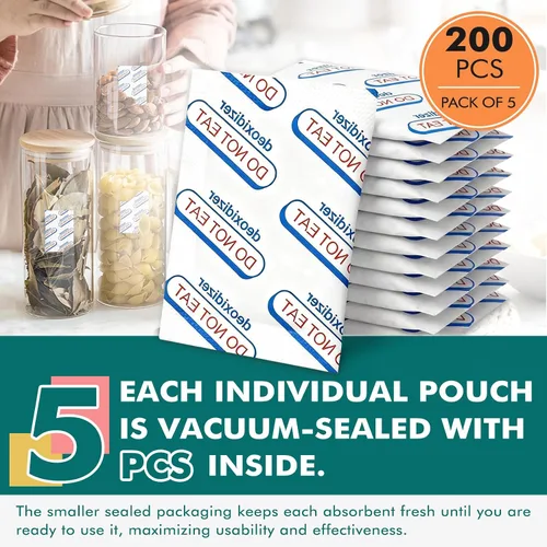Miniatura 4 de 200 paquetes de absorbentes de oxígeno de grado alimenticio de 200 CC para almacenamiento de alimentos a largo plazo con indicador de oxígeno
