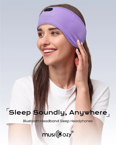 Miniatura 6 de MUSICOZY Auriculares para dormir de algodón de bambú, auriculares inalámbricos Bluetooth 5.4 para dormir de lado, diadema para dormir de lado