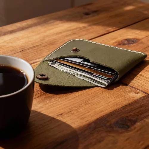 Miniatura 63 de Cartera organizadora de tarjetas de bolsillo frontal cosida a mano minimalista de cuero genuino para tarjetas, billetera con tarjetero pequeño, Negro