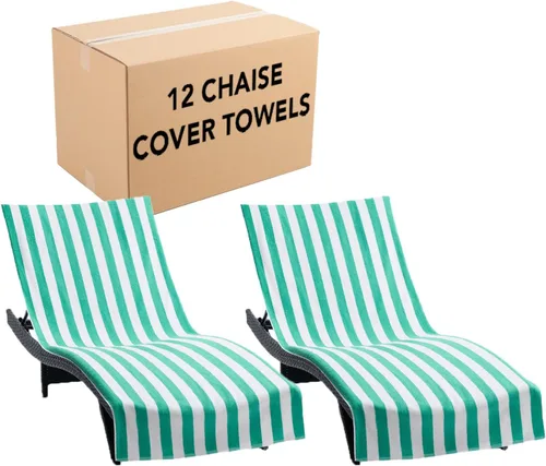 Miniatura 17 de Arkwright California - Funda para tumbona de playa, paquete de 2 - Toalla de algodón suave y a rayas estilo cabana con bolsillo para silla de playa