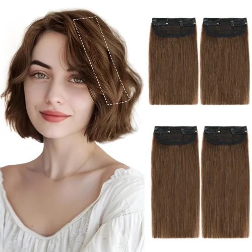 Miniatura 35 de SEGO 2 extensiones de cabello corto con clip de 4 pulgadas, 0.56 oz, 100% cabello humano para mujeres con cabello adelgazante que añade volumen