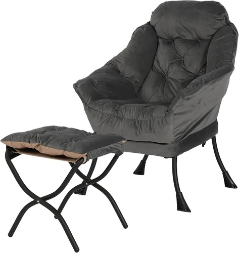Miniatura 14 de Silla reclinable con otomana plegable, sillas de sala de estar, silla de salón contemporánea de acento, silla de sofá de ocio con marco de acero