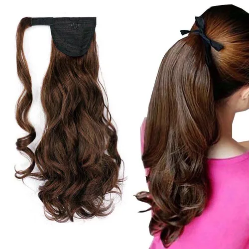 Miniatura 32 de Extensión de cola de caballo de 18 pulgadas para mujer, 3.53 onzas, fibra sintética natural japonesa resistente al calor, color negro azabache #1