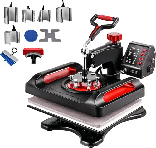 Miniatura 12 de VEVOR - Máquina de prensa de calor 2 en 1 para camisetas y gorras, máquina de prensa de camiseta digital profesional de 15 x 15 pulgadas con retorno