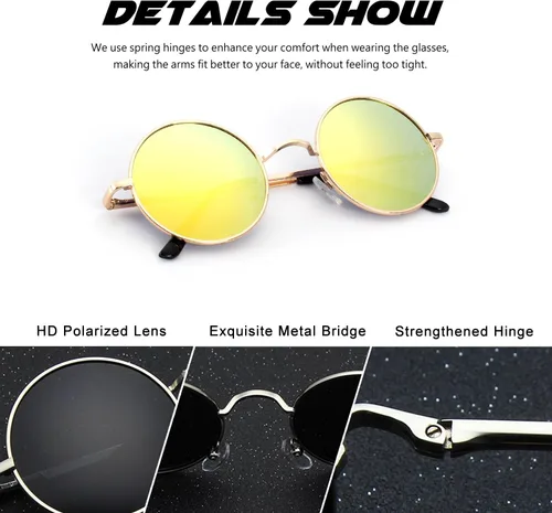 Miniatura 70 de CGID Gafas de sol unisex polarizadas redondas E01 Lennon