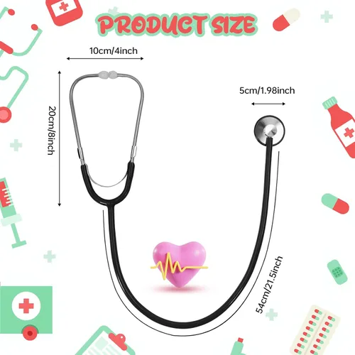 Miniatura 2 de Juguete de Estetoscopio para Niños, Paquete de 2 Estetoscopio de Enfermería Funcional Real para Niños, Kit Médico de Juguete para Niños Pequeños, M