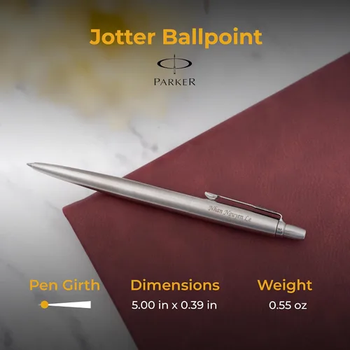 Miniatura 5 de Parker Jotter - Bolígrafo de acero inoxidable con borde cromado, grabado personalizado: graduación, nuevo trabajo, promoción u regalo de oficina