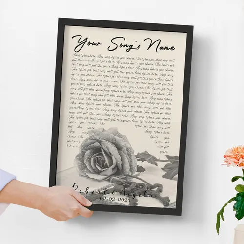 Miniatura 5 de H-DEWALL póster personalizable con letra de tu canción favorita y foto, lienzo inspirador con marco, arte de pared, regalo romántico para mujer