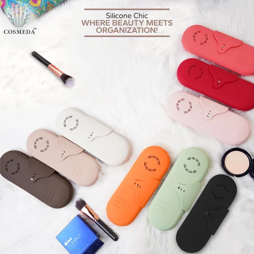 Miniatura 9 de Beauty Bloom - Soporte y organizador para brochas de maquillaje, silicona con hebilla, estuche de almacenamiento portátil para brochas de belleza
