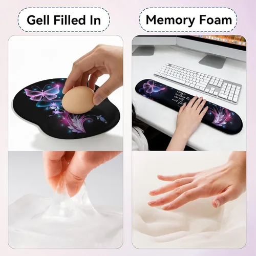 Miniatura 5 de Juego de alfombrillas de escritorio + teclado y alfombrilla para mouse con soporte para reposamuñecas, alfombrilla grande 4 en 1 para computadora