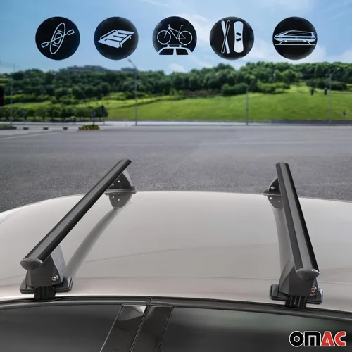 Miniatura 3 de Barras transversales de techo OMAC para Honda Civic Hatchback 1996-2000, con cierre, 49.9 kg, aluminio, negro, 2 piezas, se ajusta a portaequipajes