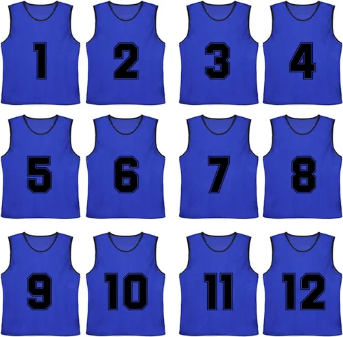 Miniatura 5 de TOPTIE Paquete de 12 camisetas de malla numeradasen blanco para practicar en