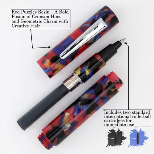 Miniatura 4 de Monteverde MVP Liquid Rollerball Pen - Rompecabezas rojos - Punto medio - Mini bolígrafo compacto y versátil - Tecnología Liquid Rollerball