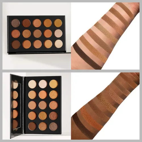 Paleta de sombra de ojos Nude Gold Natural Desnuda Ahumada Cálido Neutro 15 tonos, DE'LANCI Paleta de sombra de ojos ultra-mezclable de alta