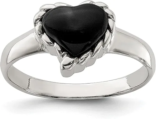 925 Sterling Silver Black Onyx Heart Band Ring Love Stone Natural Shell Wood Fine Jewelry For Women Gifts For Her