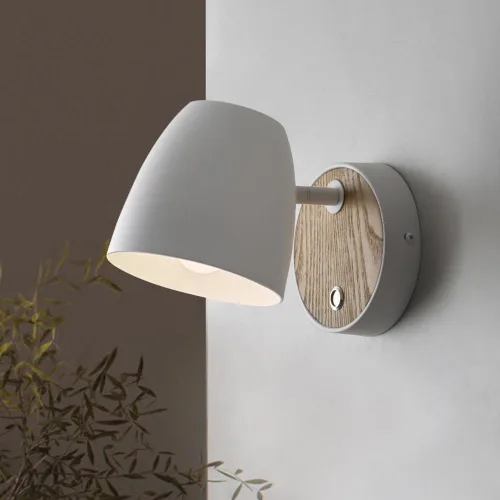 Miniatura 9 de DUHU Aplique de pared LED redondo, lámpara de pared de cemento gris cableada, lámpara de pared minimalista con diseño de acabado elegante