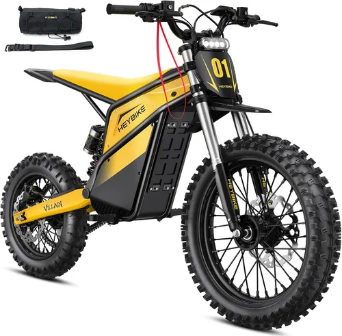 Miniatura 10 de Heybike Villain - Motocicleta eléctrica de motocross de 4160 W E con batería de 52 V 26 AH, motocicleta eléctrica de neumático grueso de 14