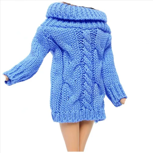 Miniatura 4 de Suéter de cuello alto de invierno azul para accesorios de muñeca de niña de 11.5 pulgadas