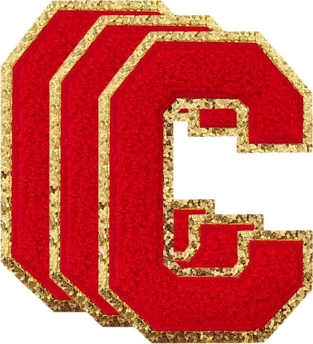 Miniatura 197 de 3 parches de números de chenilla negra, tamaño grande de 4-1/2" parches de números para planchar, parches universitarios para ropa, 8" Borde oro rosa