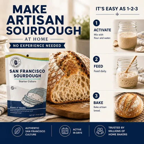 Miniatura 2 de Cultures for Health Cultura Iniciadora Estilo Masa Madre de San Francisco Pan Artesanal Casero Reliquia, sin OGM Mezcla de Pan de Cultivo Vivo