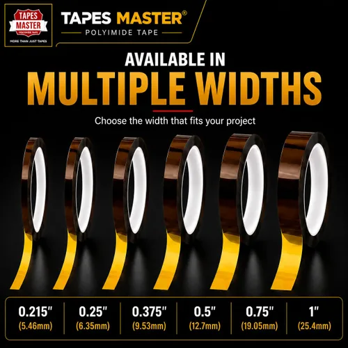 Miniatura 5 de Cinta Kapton de polimida, 1 Mil, 1/2 X 36 yardas 1 rollo - 1/2