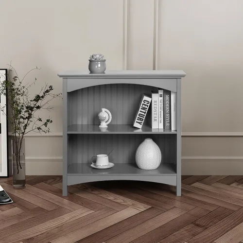 Miniatura 4 de eHemco Estantería de 2 niveles con 2 soportes arqueados, 29 pulgadas, gris