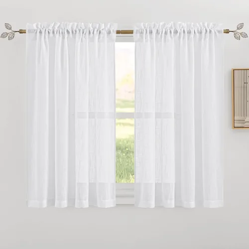 Miniatura 34 de RYB HOME Cortinas extralargas de 108 pulgadas de largo, transpirables con bolsillo para barra, cortinas traslúcidas blancas para sala de estar