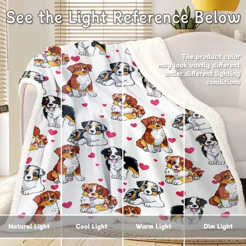 Miniatura 6 de BlessLiving - Manta de felpa con diseño de corazones rojos con perros y gatos para niños y adultos, con estampado tridimensional de animales, ideal