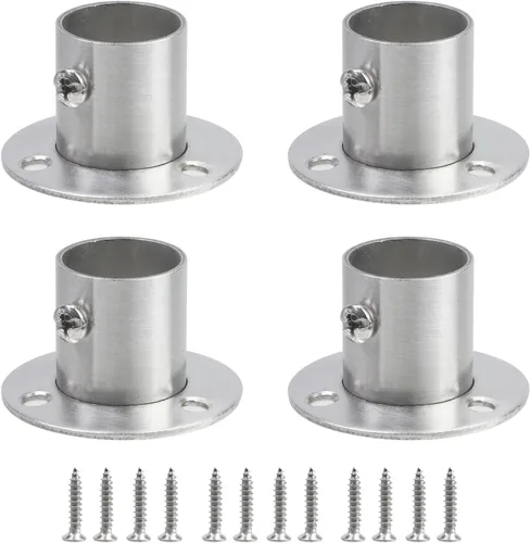 Miniatura 14 de Geesatis Soporte de brida para barra de armario, 2 piezas, soporte de brida alta para barra de armario, con tornillos de montaje, acero inoxidable