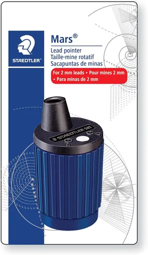 Staedtler Mars Puntador de lápices - Sacapuntas mecánico de precisión con parada automática para lápices de 0.079 pulgadas - Acción giratoria con
