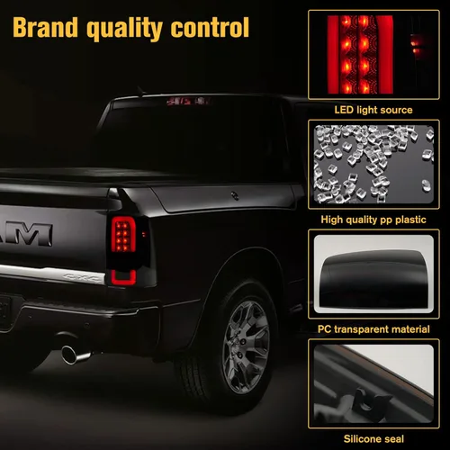 Miniatura 7 de Luces traseras LED mejoradas compatibles con Dodge RAM 1500 2009-2018, Ram 2500 3500 2010-2018 modelos de luz trasera halógena de fábrica, lente Luz