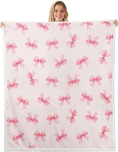 Miniatura 16 de Erosebridal Black Pink Bow Fleece Throw Blanket 40"x50" - Ultra-Soft for Couch Sofa Bed,Kawaii Cool Bowknot Sherpa Blanket,Princess Style Fuzzy