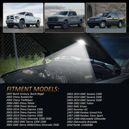 Miniatura 4 de D-Lumina Conjunto de luz LED debajo del capó para Chevy Silverado Express Tahoe GMC Sierra Savana Yukon, alimentado por 18-SMD 6000K kit de lámpara
