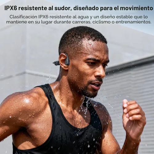 Miniatura 5 de Auriculares de conducción ósea, auriculares inalámbricos Bluetooth 5.4 de oído abierto, tiempo de reproducción de 10 horas, auriculares deportivos
