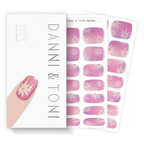 Miniatura 39 de DANNI & TONI Tiras de uñas de gel semicuradas, color rosa champán, ojos de gato, 28 calcomanías de regalo para mujer Aqua Ripple
