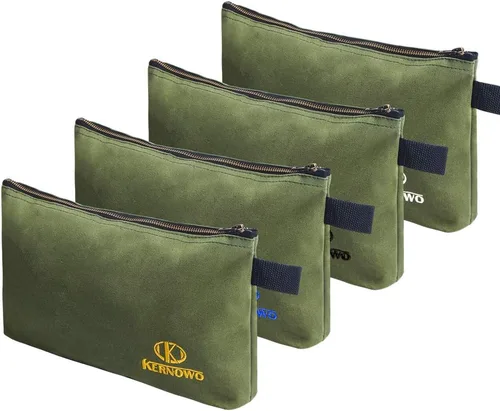 KERNOWO Paquete de 4 bolsas de herramientas de lona con cremallera mejoradas, bolsa de herramientas resistente de 20 onzas, organizador de