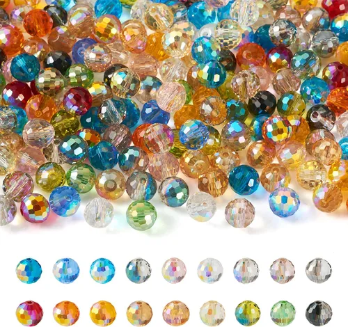 Miniatura 14 de Craftdady 100 cuentas de vidrio Rondelle facetadas de 0.315 a 0.315 pulgadas, cuentas de cristal transparente sueltas redondas espaciadoras