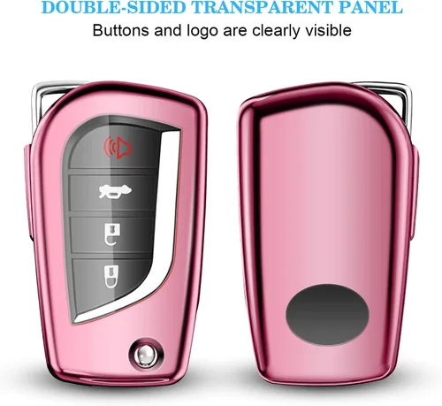 Miniatura 3 de QBUC Funda para llavero Toyota compatible con Toyota Fortuner Tundra Camry RAV4 Highlander Corolla Smart Key Sliver