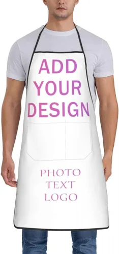 Miniatura 16 de Delantal personalizado con bolsillos para mujeres y hombres, diseño personalizado de tu imagen texto logotipo para cocina delantales de cocina
