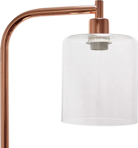 Miniatura 7 de Simple Designs LF1036-RGD Lámpara de pie de linterna de hierro industrial de estilo antiguo con pantalla de vidrio, oro rosa