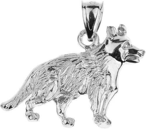 Miniatura 2 de Collar con colgante de plata de ley 925 con diseño de pastor alemán K9