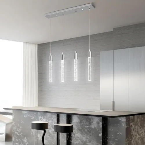 Miniatura 4 de Iluminación moderna para isla de cocina, lámpara colgante cromada, regulable, LED, acabado cromado, mini luces colgantes de cristal para comedor