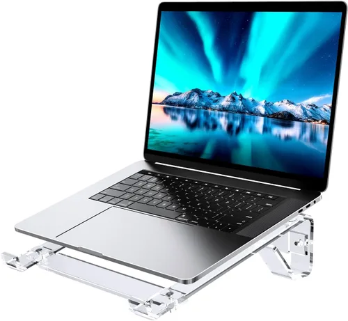 AOEVI Soporte acrílico para computadora portátil para escritorio, soporte elevador transparente para computadora portátil compatible con portátiles