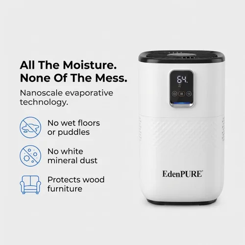 Miniatura 7 de EdenPURE Humidificador sin niebla: humidificación evaporativa silenciosa y sin niebla con tanque de 4.5 L, funcionamiento eficiente de energía