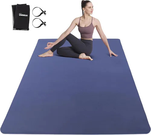 Miniatura 16 de UMINEUX Tapete de yoga grande para hombres y mujeres de 1/4 y 2/5 pulgadas, extra grueso, TPE para entrenamiento en casa, gimnasio, antideslizante